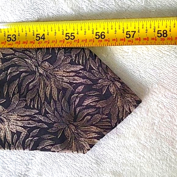 Vintage Givenchy Monsieur Designer Luxury 100% Silk Tie Abstract Palm Brown - Picture 3 of 11